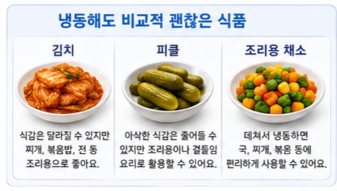 김치&middot;피클처럼 냉동에 비교적 강한 식품도 있다