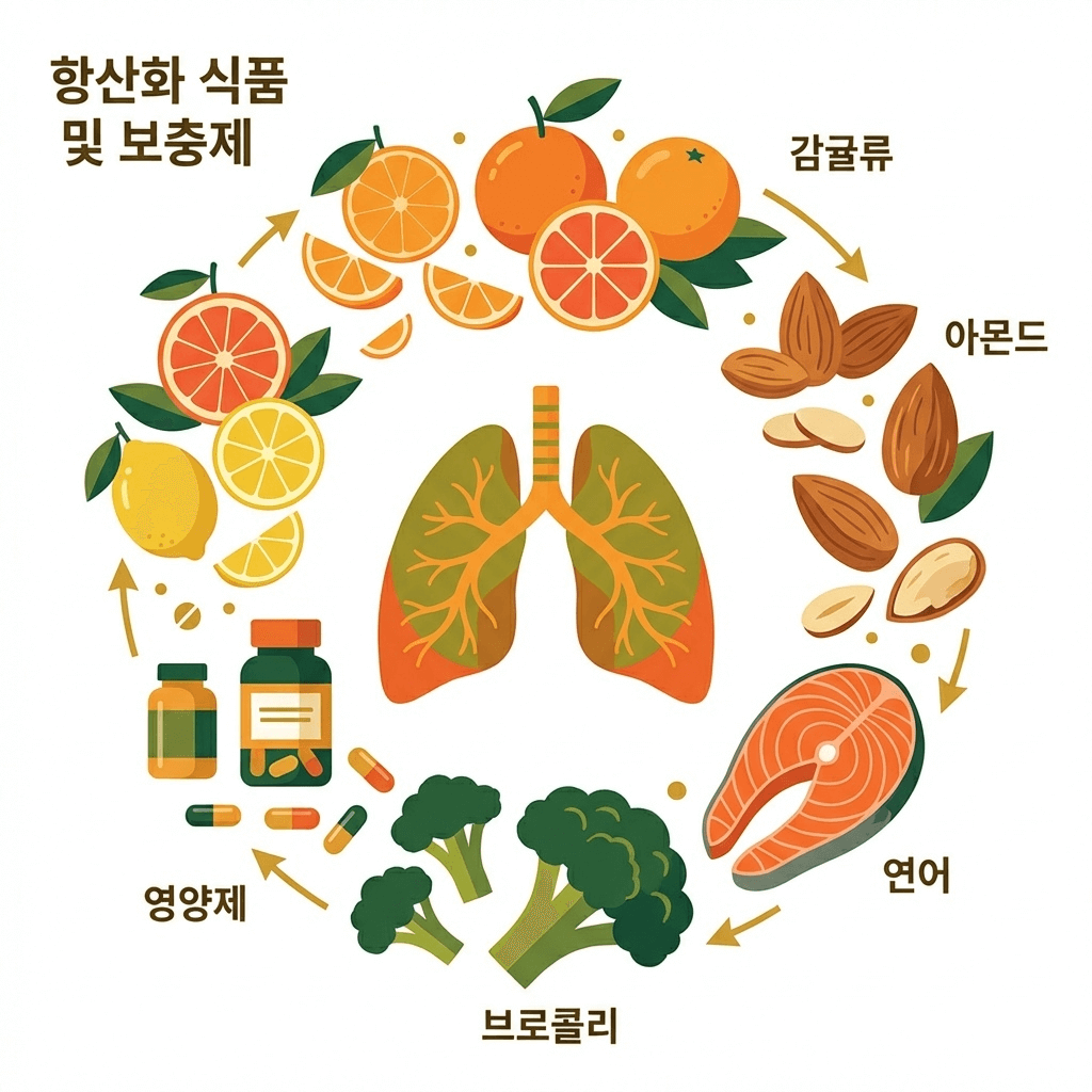 미세먼지 대응 항산화 영양소 조합 인포그래픽