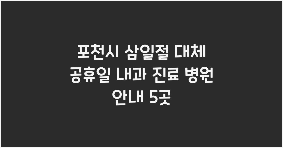 포천시 삼일절 대체 공휴일 내과 진료 병원 안내