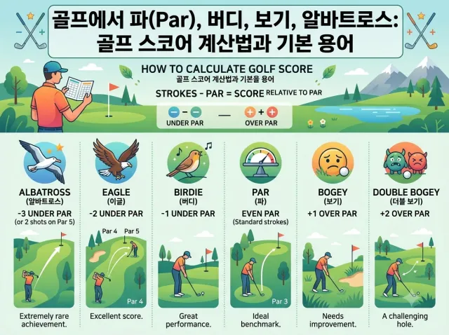 골프 스코어 계산법과 기본 용어 설명 이미지