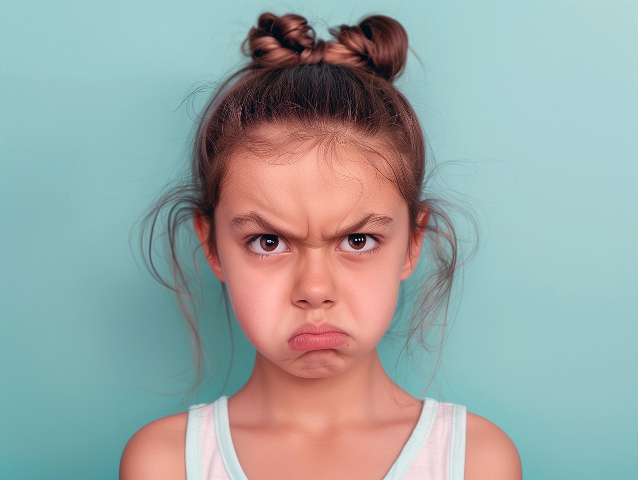 고집센 얼굴표정의 여자아이