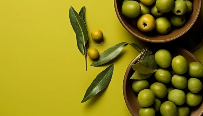 그릇에 담긴 신선한 올리브 열매