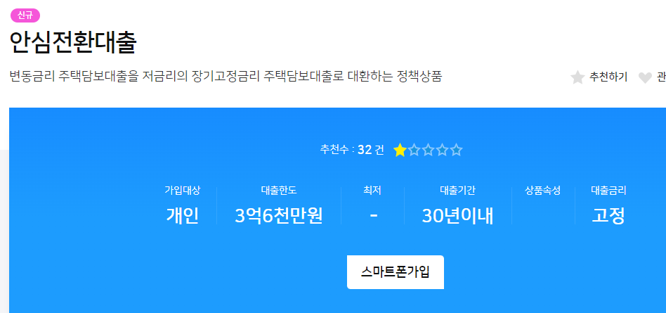 농협 안심전환대출 스마트폰가입