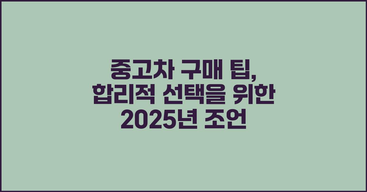 중고차 구매 팁: 합리적인 선택을 위한 조언
