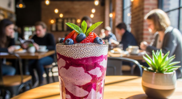 치아씨드를 넣은 스무디 컵