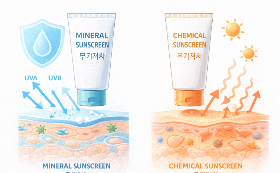 무기자차와 유기자차의 자외선 차단제 관련 사진