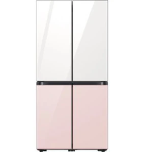삼성전자 비스포크 4도어 냉장고 글래스 875L 방문설치&#44; 글램 화이트(상단)&#44; 글램 핑크(하단)&#44; RF85C90F155