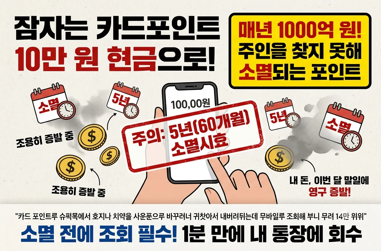 신용카드 포인트 유효기간 5년 만료 자동 소멸 방지 및 현금 환급 안내