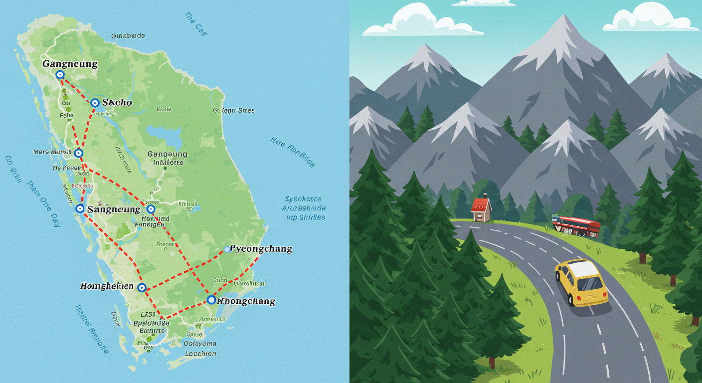 강원도 숨은 명소 여행 일정과 교통 지도