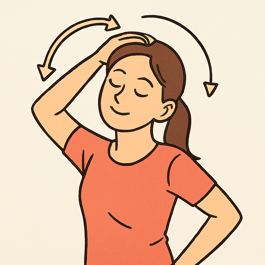 목 스트레칭 하는 여성