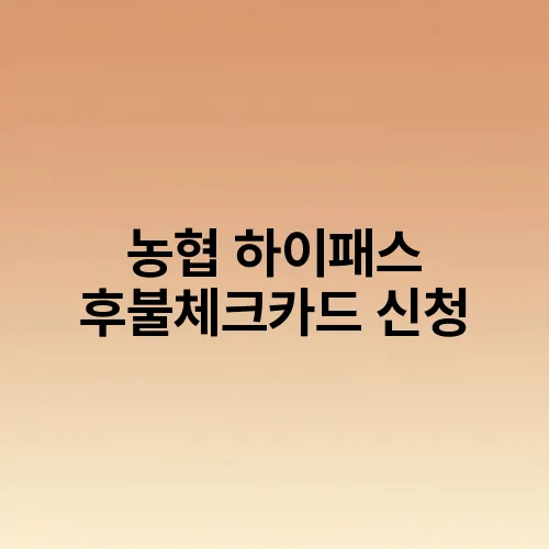 농협 하이패스 후불체크카드 신청