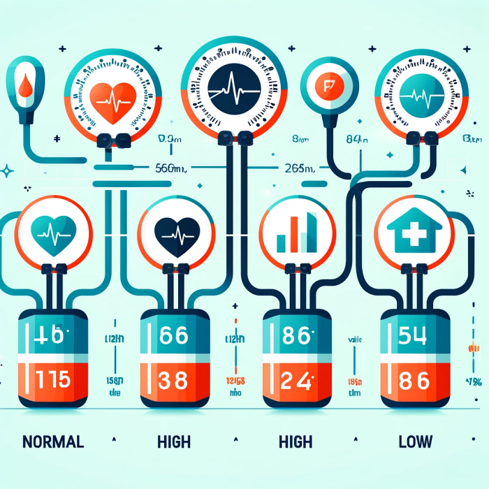 정상 혈압&amp;#44; 고혈압&amp;#44; 저혈압 범위를 비교하는 인포그래픽