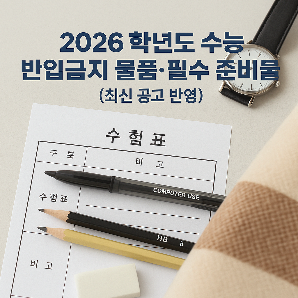 2026학년도 수능 반입금지 물품&middot;필수 준비물 체크리스트