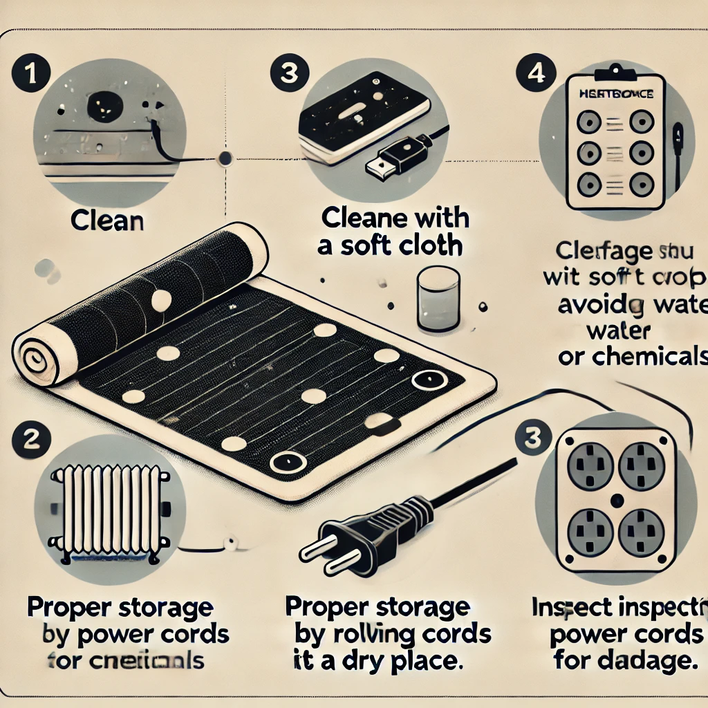 카본매트의 정기 청소&amp;#44; 보관 방법&amp;#44; 상태 점검을 설명하는 인포그래픽