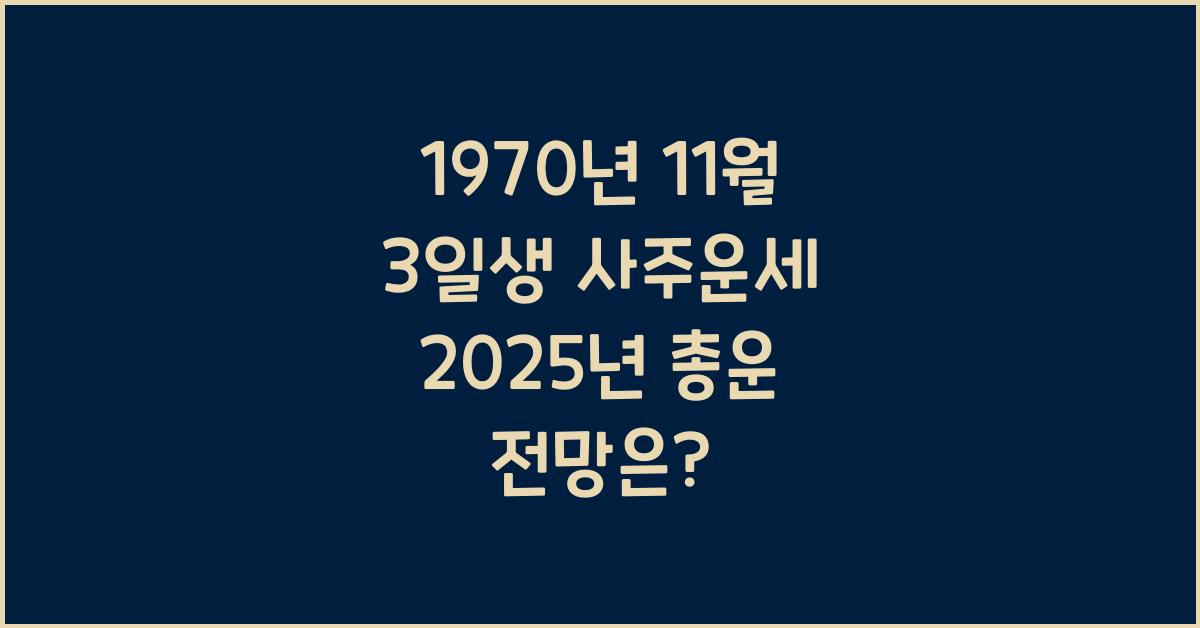 1970년 11월 3일생 사주운세  2025년 총운