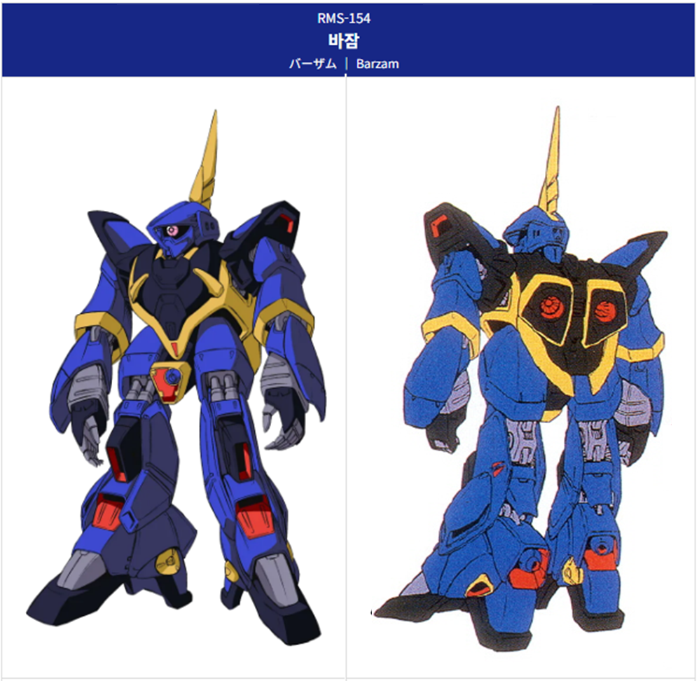 기동전사 제타건담에 등장하는 티탄즈 주력 기체인 바잠 이미지입니다.