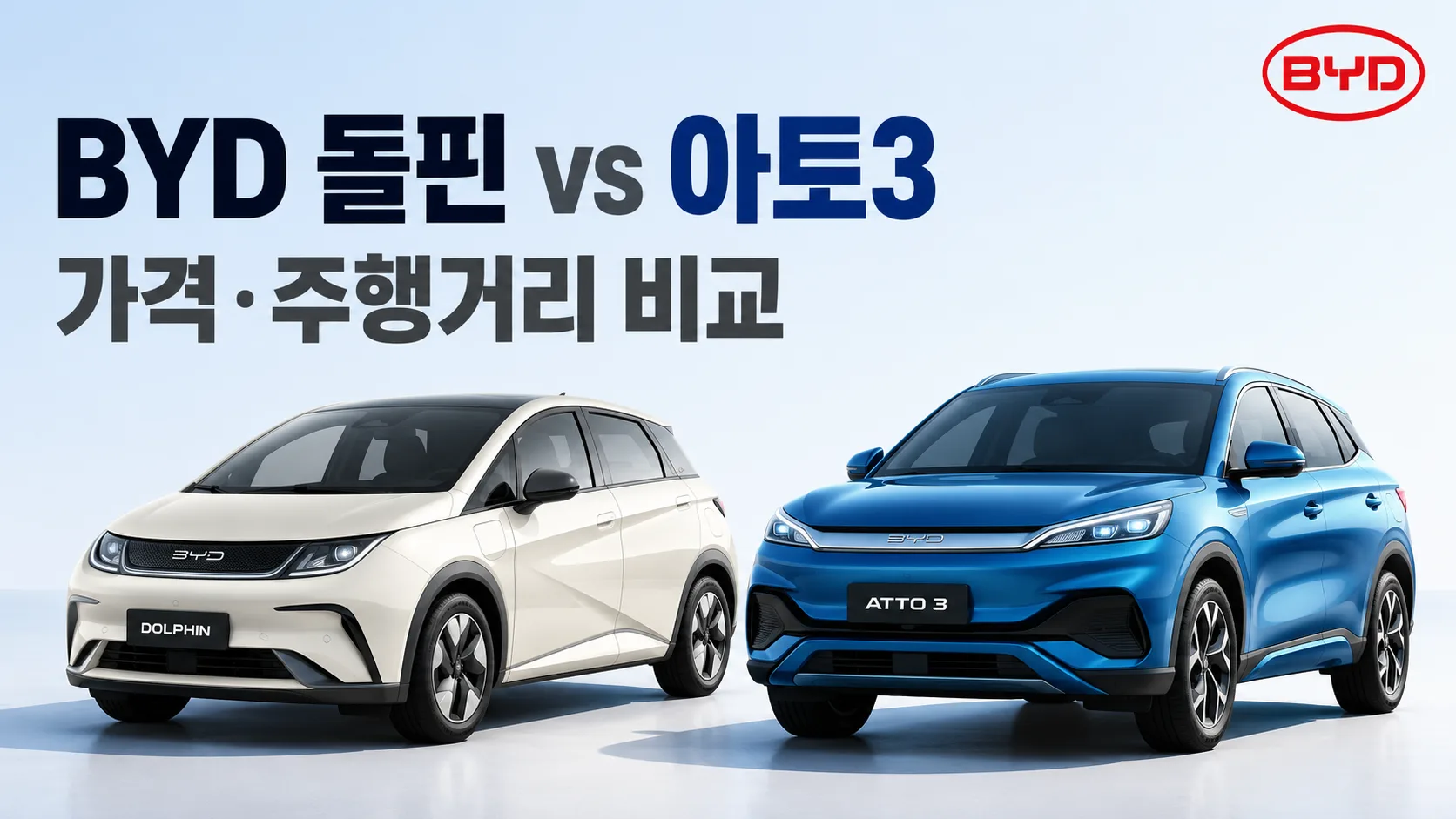 BYD 전기차 돌핀 및 아토 3 가격, 주행거리 비교