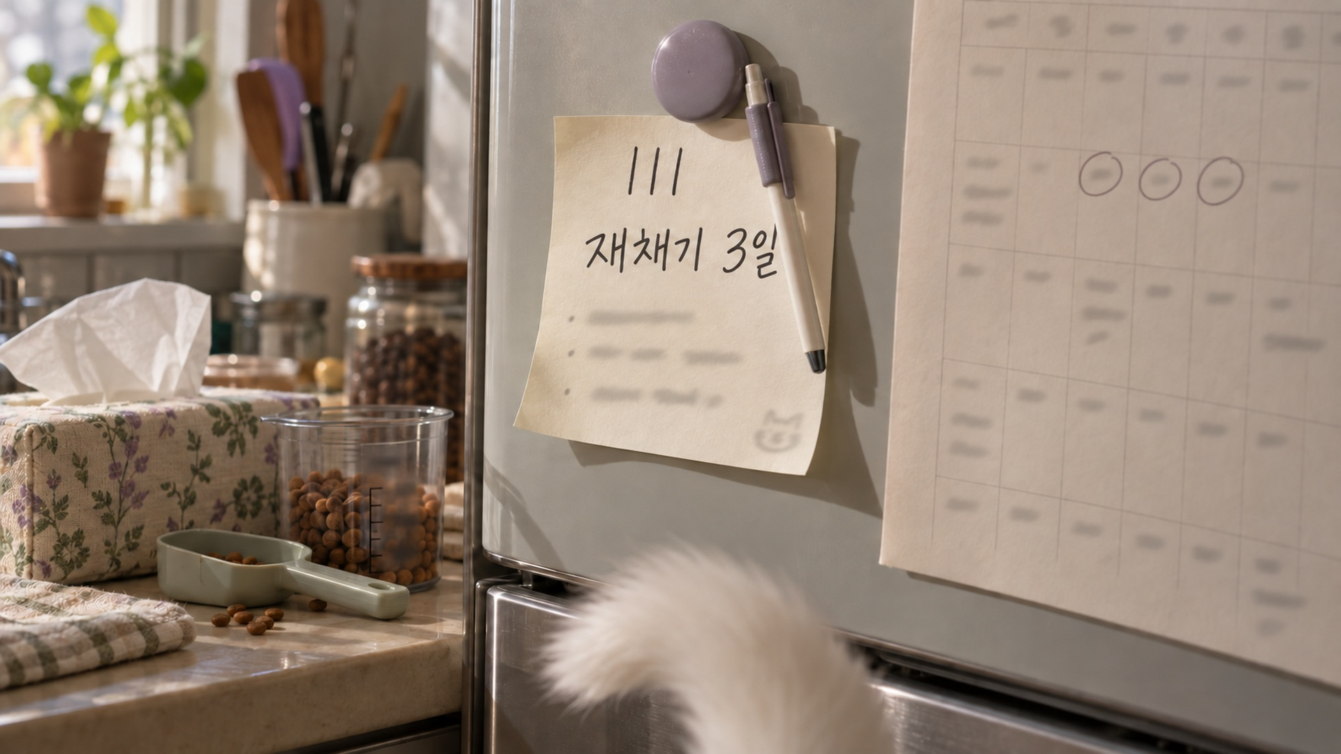 며칠을 표시해 둔 작은 메모지
