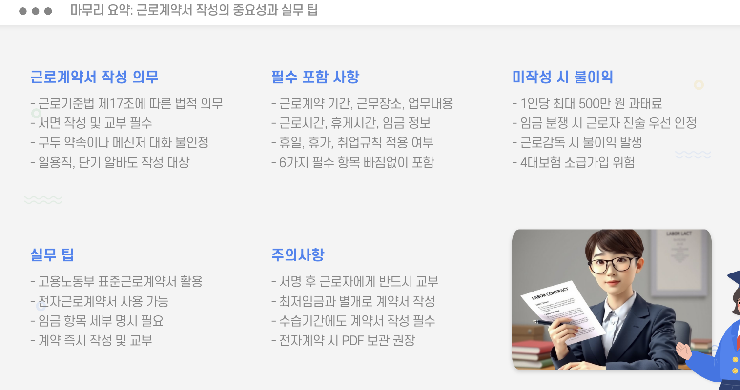 마무리 요약: 근로계약서 작성의 중요성과 실무 팁