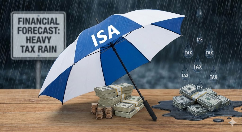 ISA라는 튼튼한 우산 아래에 있는 돈(안전)과, 우산 밖으로 나가자마자 세금 비를 맞는 돈(손실)의 대비