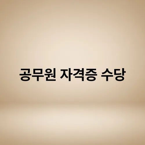 공무원 자격증 수당