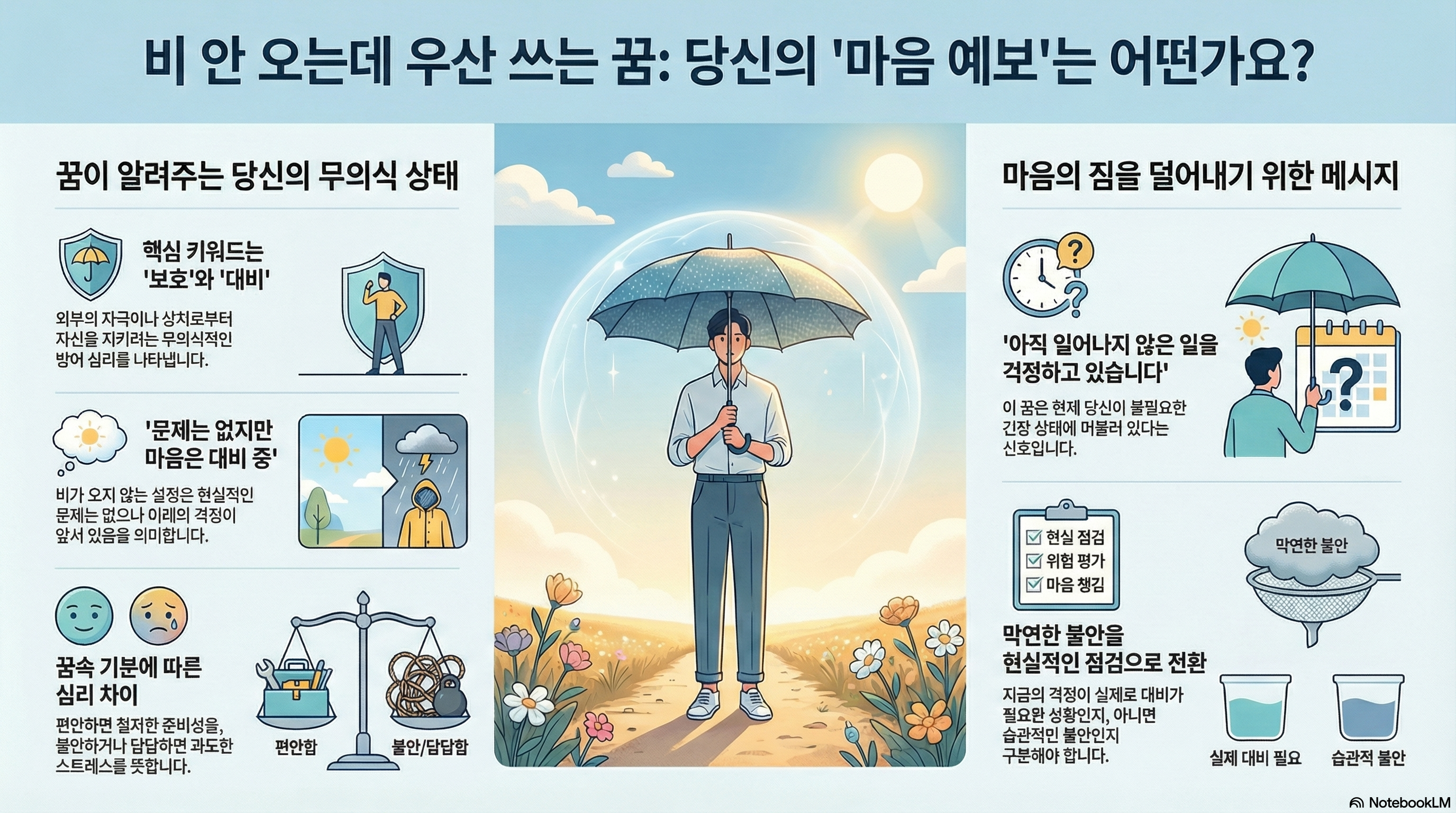 비 안오는데 우산 쓰는 꿈