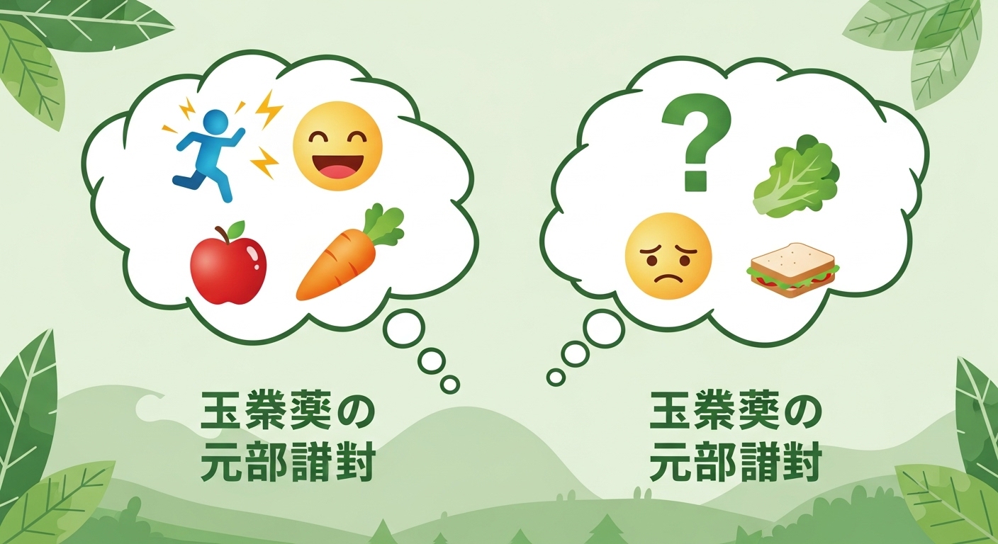 긍정적인 8체질 검사 후기와 신중하게 고려해야 할 후기를 대비시켜 보여주는 그래픽.