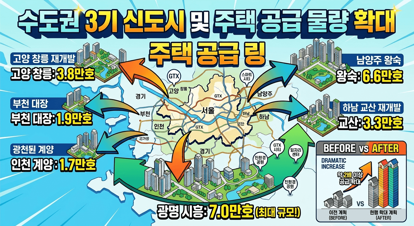 수도권 3기 신도시 및 주택 공급 물량 확대