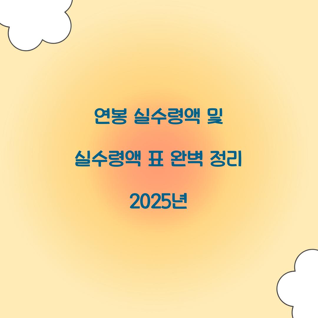 연봉 실수령액 및 실수령액 표