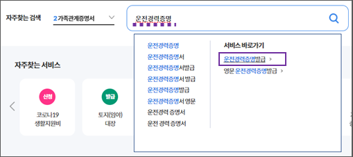 운전경력증명발급-선택