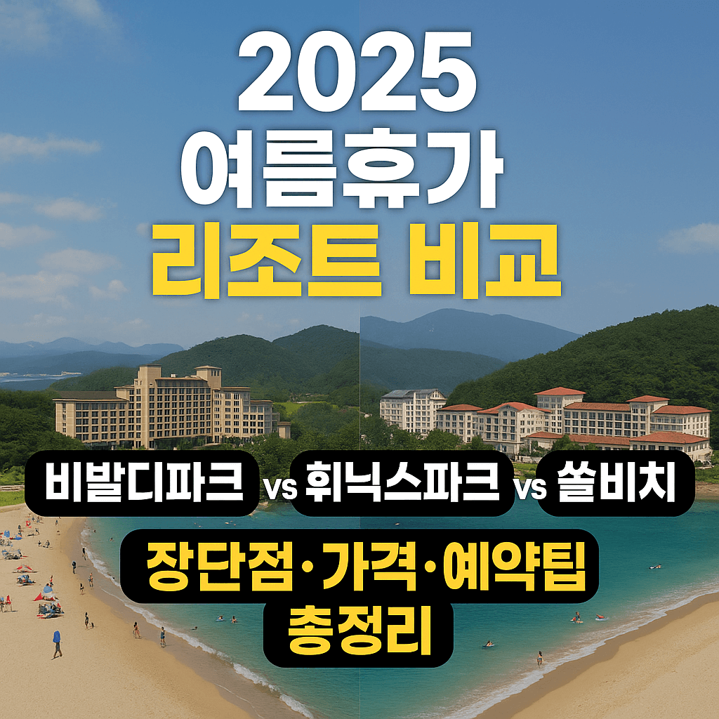 2025 여름휴가 리조트 비교: 비발디파크 vs 휘닉스파크 vs 쏠비치 장단점·가격·예약팁 총정리
