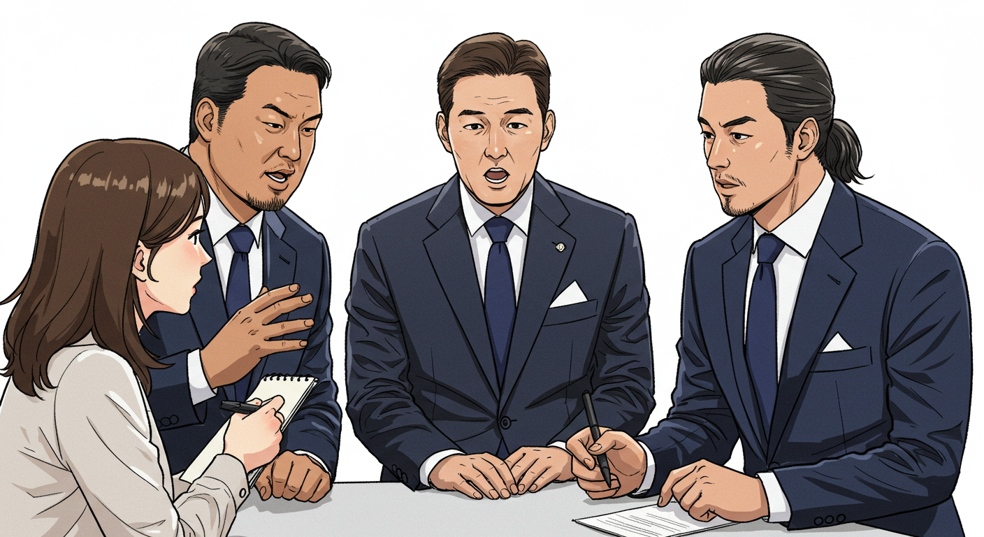 야구 전문가들이 대담하는 모습