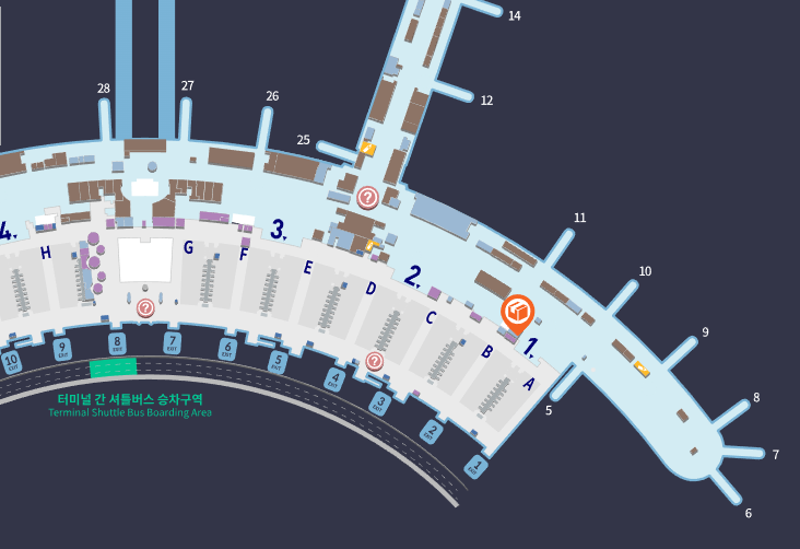 인천공항-제1여객터미널-프리러그-택배-위치