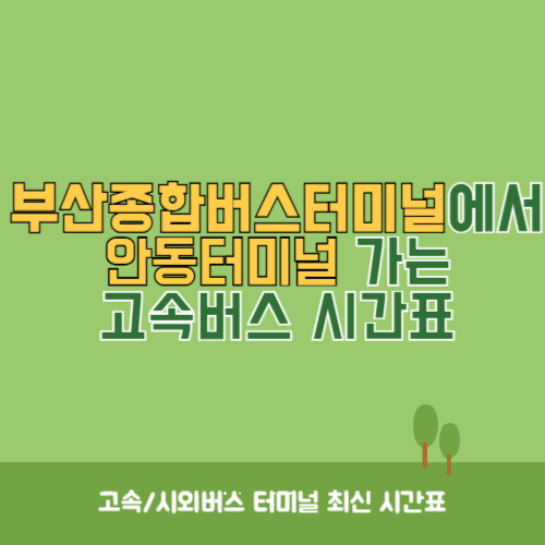 부산종합버스터미널에서 안동터미널 가는 고속버스 시간표 최신정보