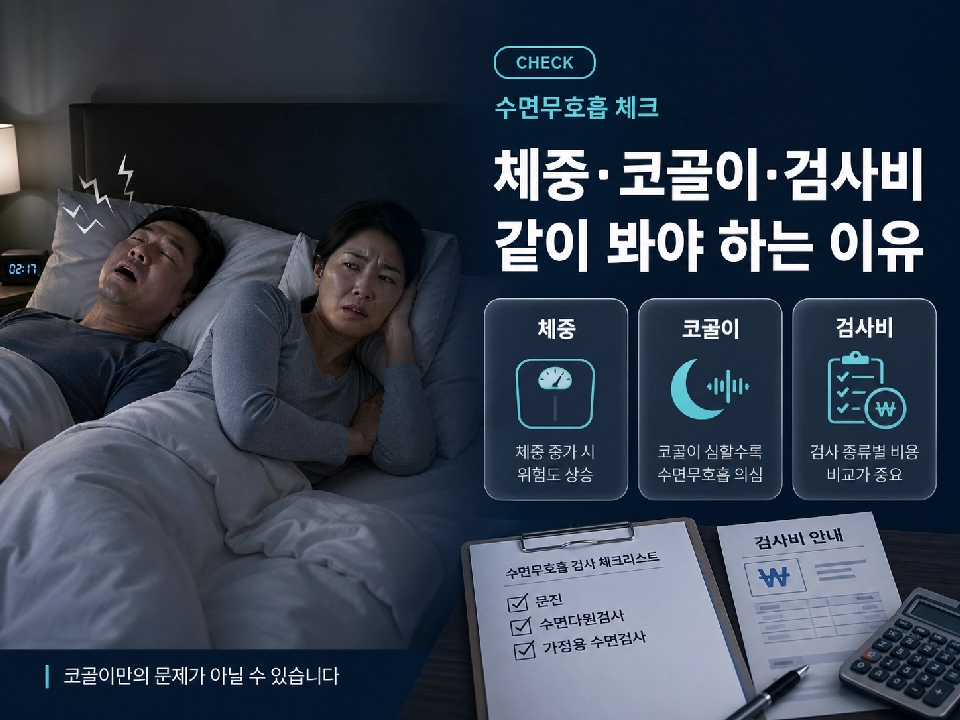 수면무호흡 의심될 때 체중&middot;코골이&middot;검사비까지 같이 보는 법