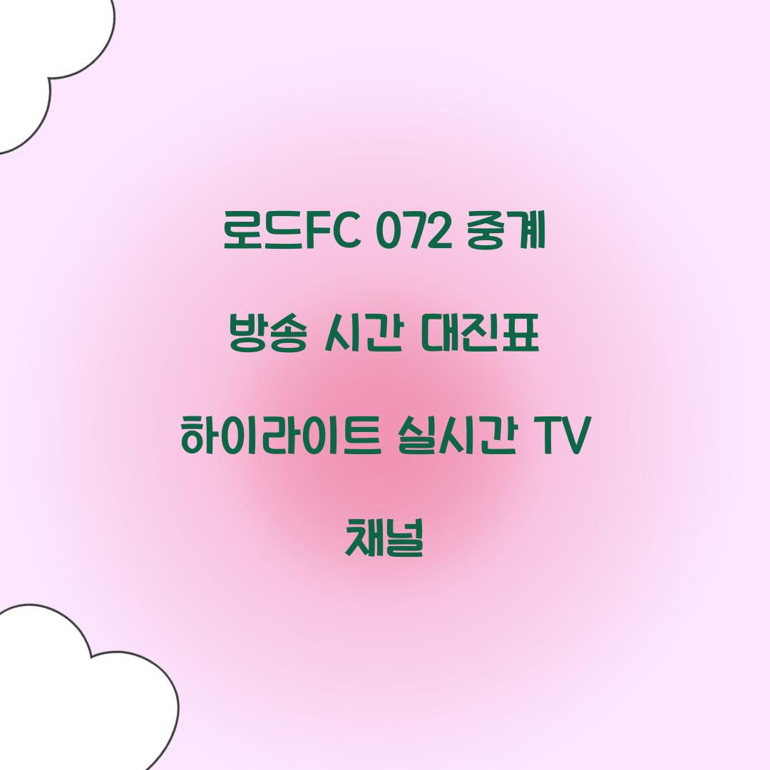 로드fc 072 중계 방송