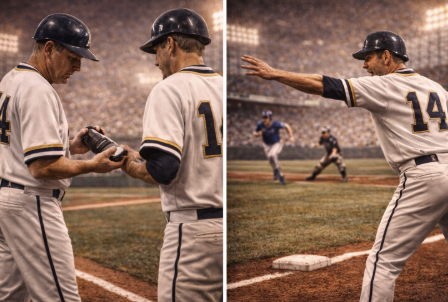 프로야구 1루, 3루 코치 역할 관련 사진