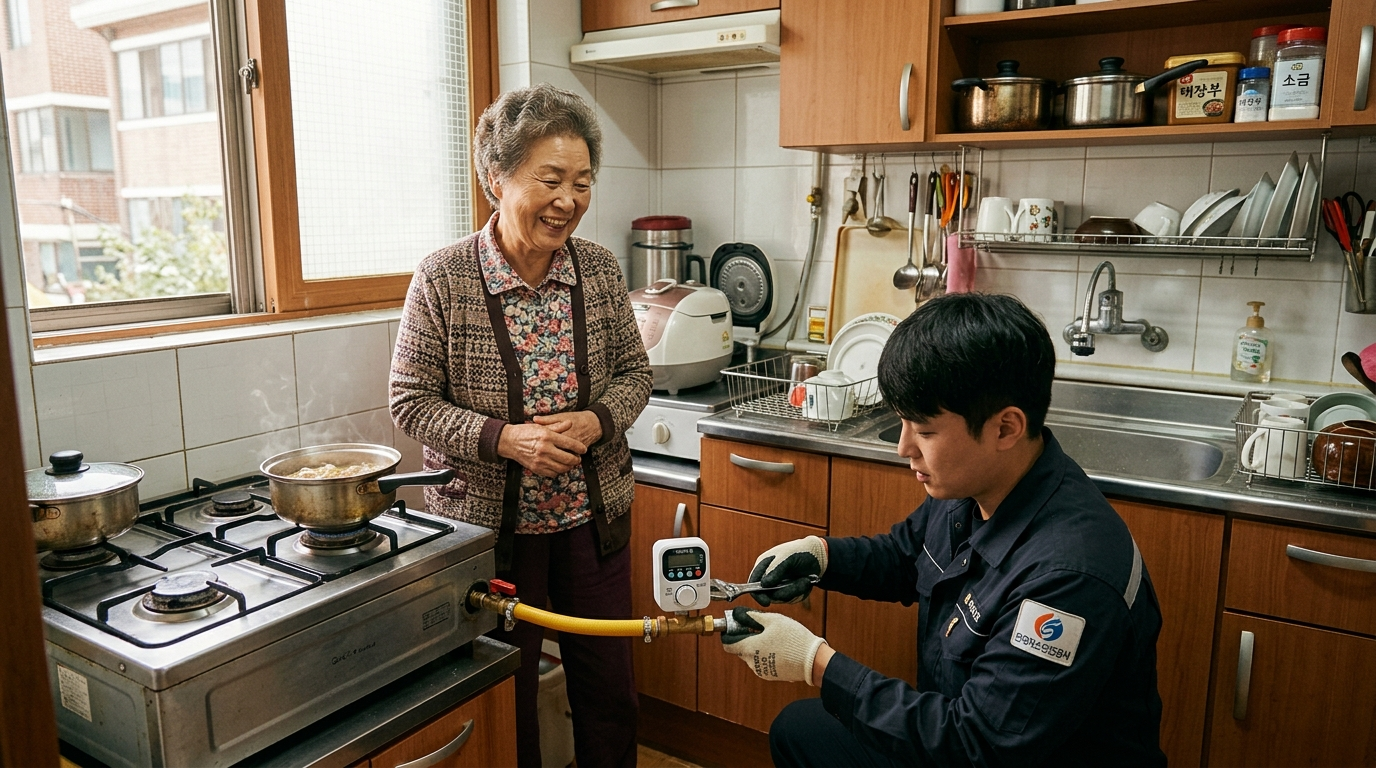 독거노인 가스안전장치 타이머콕 설치 현장