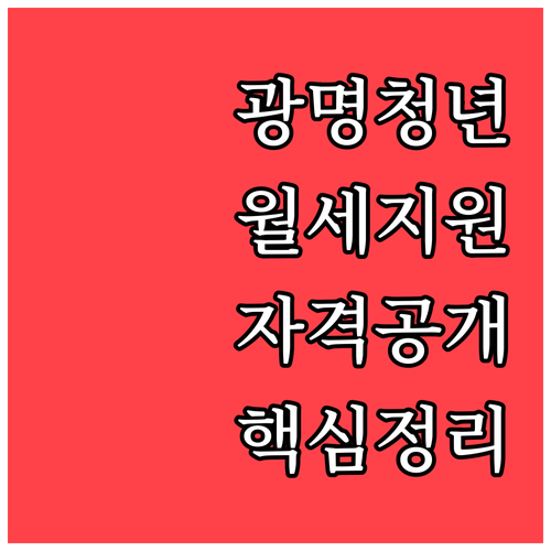2026년 광명시 청년월세지원 소득 ..