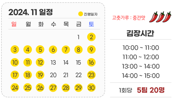 엄지네농장 체험 진행일정 입니다.