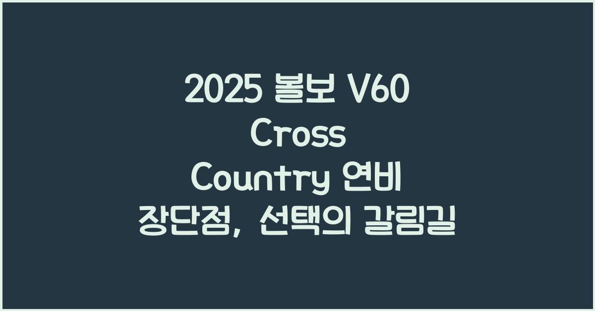 2025 볼보 V60 Cross Country 연비 장단점
