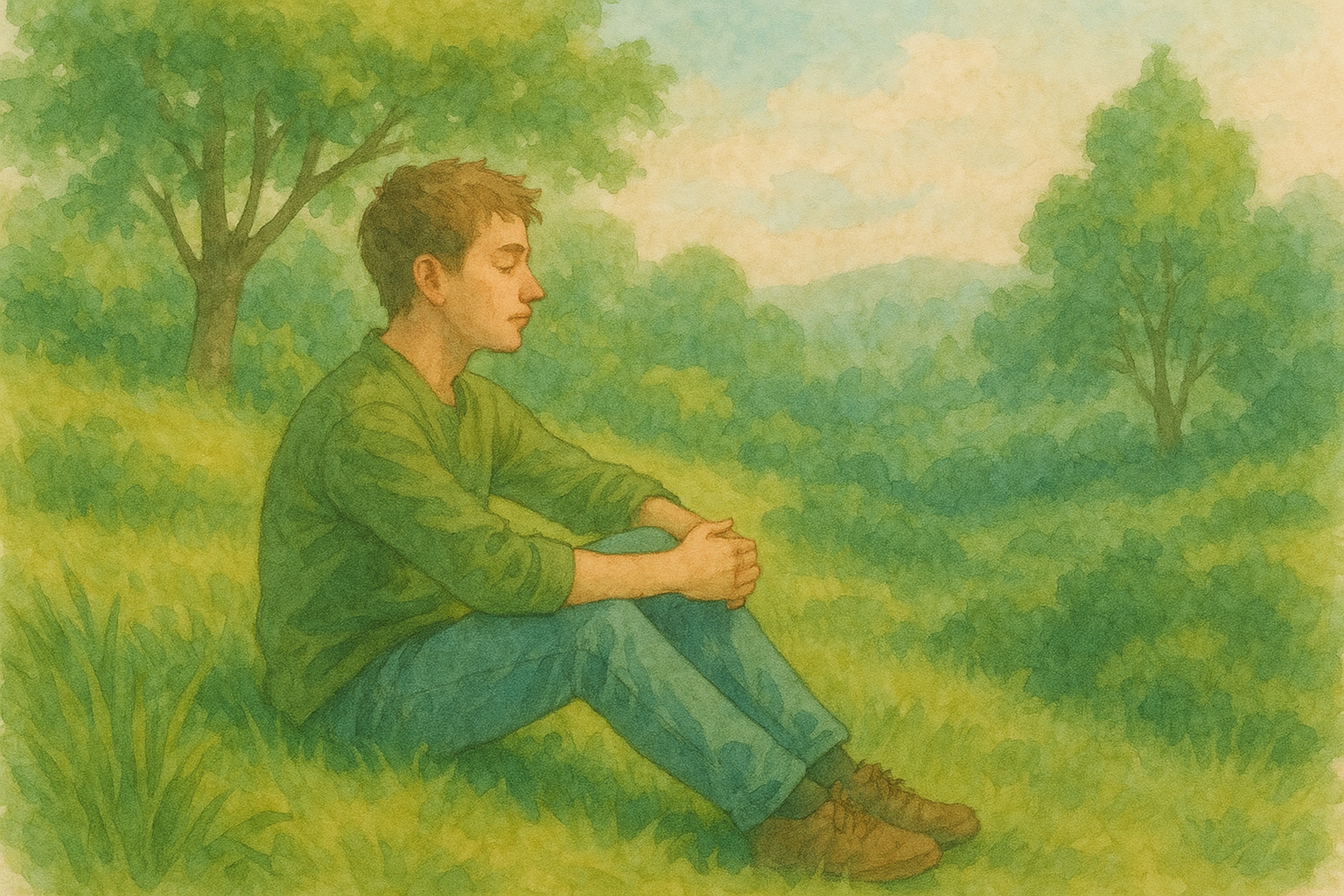 평화로운 언덕 위의 휴식