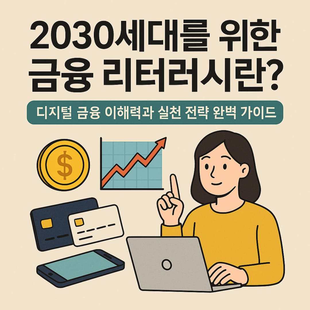 2030세대를 위한 금융 리터러시 개념과 디지털 금융 이해력 전략을 설명하는 일러스트 이미지