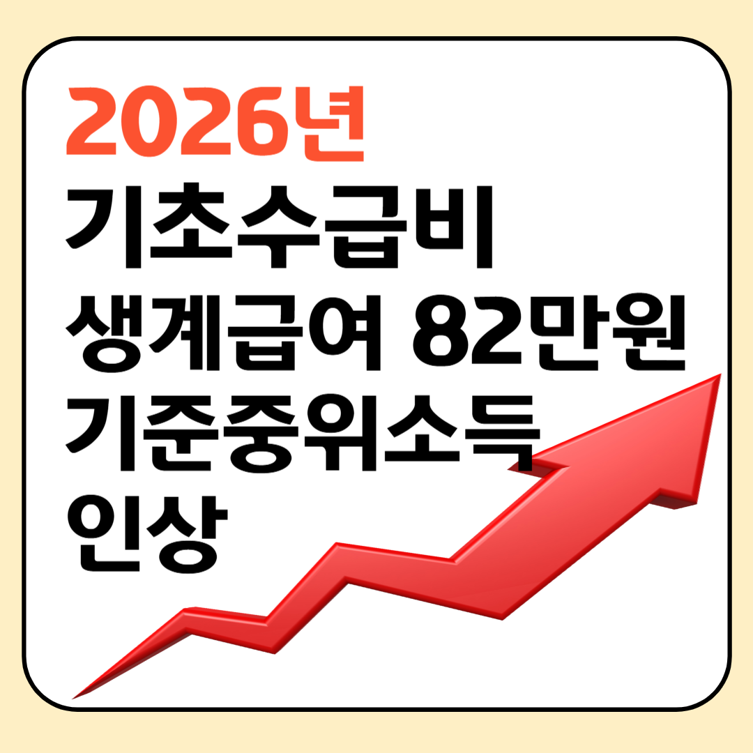2026년 기초수급비｜생계급여 82만원 &amp; 기준중위소득 인상 이미지
