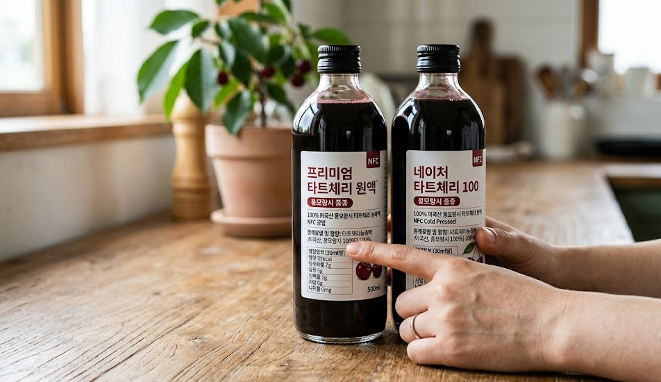 수면의 질을 높이기 위해 영양소 파괴가 없는 NFC 착즙 방식의 타트체리 주스를 깐깐하게 고르는 기준