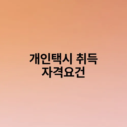개인택시 취득 자격요건