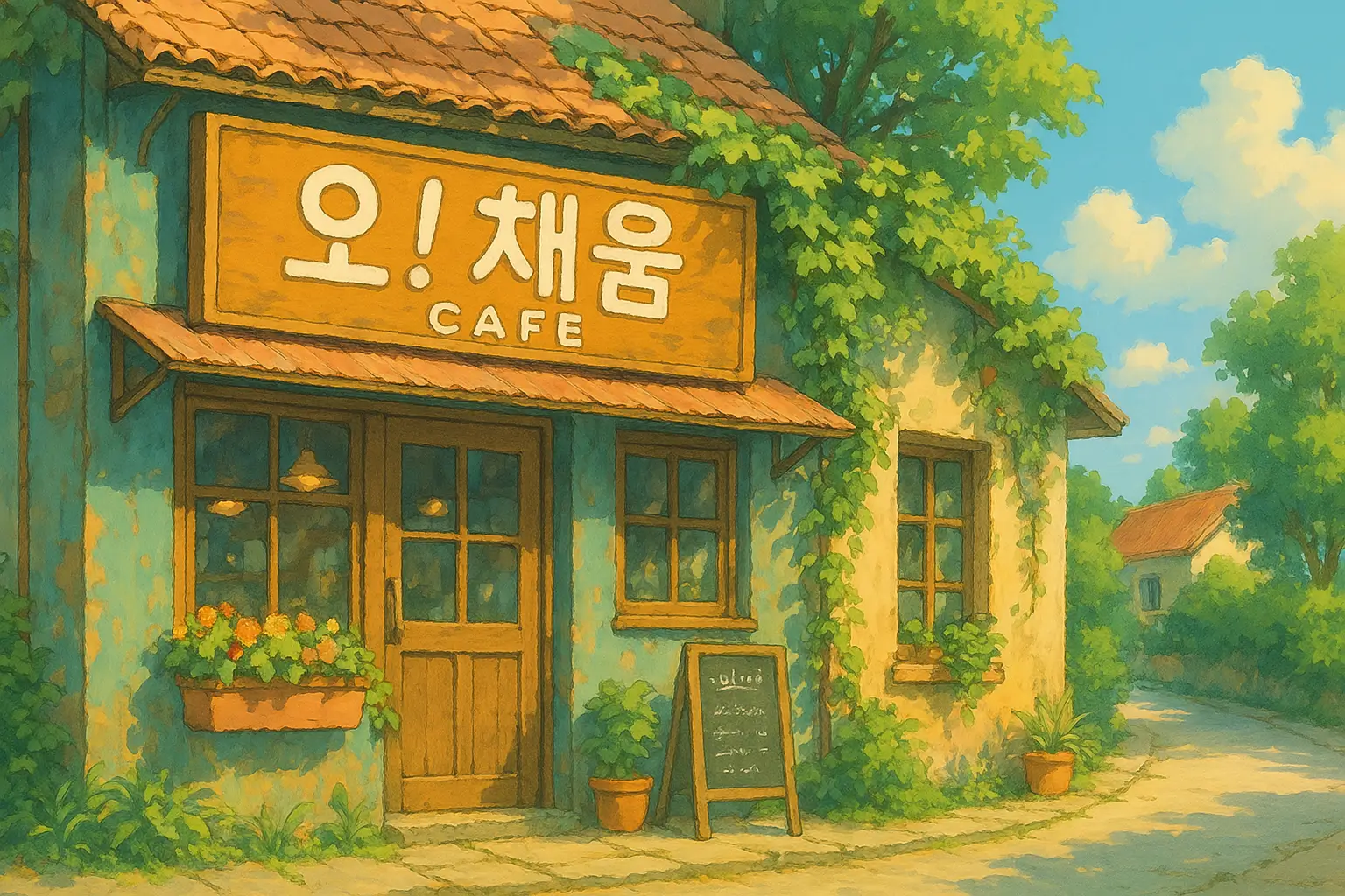 GPT로 생성한 한글 지브리 카페