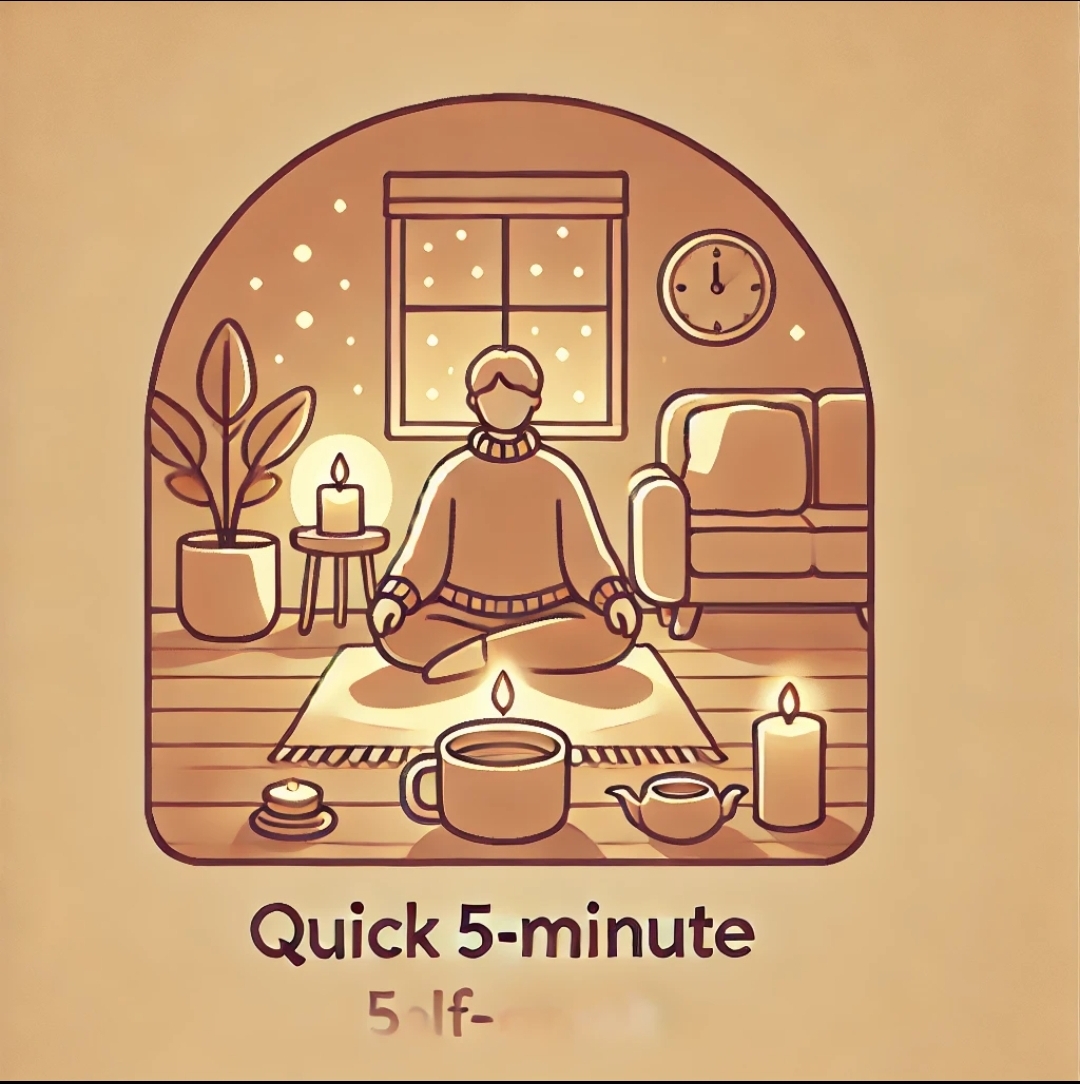 따뜻한 조명과 함께 차를 마시며 짧은 힐링 시간을 가지는 모습