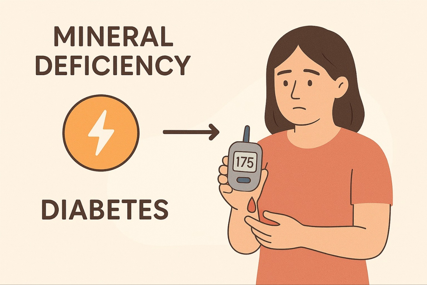 미네랄 결핍으로 당뇨병이 악화된 여성 일러스트
