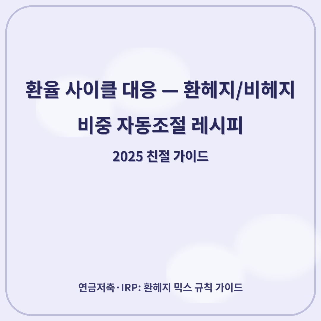 환율 사이클 대응 — 환헤지/비헤지 비중 자동조절 레시피 (2025)